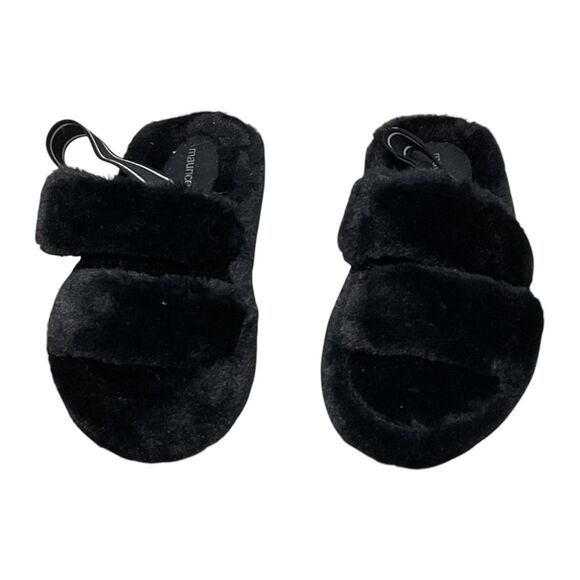 Maurices Black Slingback Faux Fur Slippers 7M - Picture 2 of 7